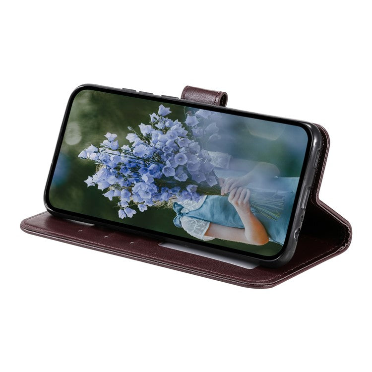 For Samsung Galaxy S25 Edge Stand Case Imprinted Totem PU Leather Wallet Phone Cover - Brown