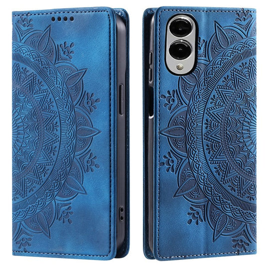 Style-010 For Samsung Galaxy S25 Edge Case Magnetic Closing Leather Phone Cover Pattern Imprinted - Blue