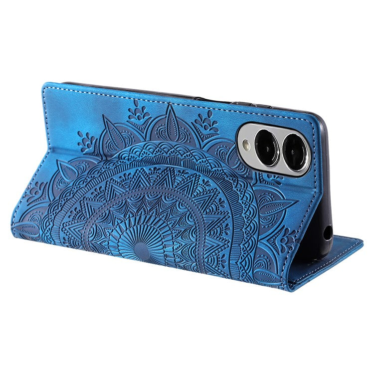 Style-010 For Samsung Galaxy S25 Edge Case Magnetic Closing Leather Phone Cover Pattern Imprinted - Blue