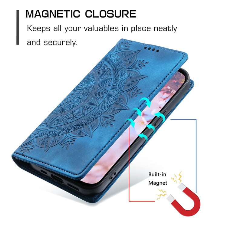 Style-010 For Samsung Galaxy S25 Edge Case Magnetic Closing Leather Phone Cover Pattern Imprinted - Blue
