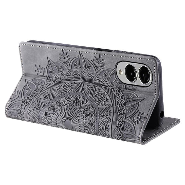 Style-010 For Samsung Galaxy S25 Edge Case Magnetic Closing Leather Phone Cover Pattern Imprinted - Grey