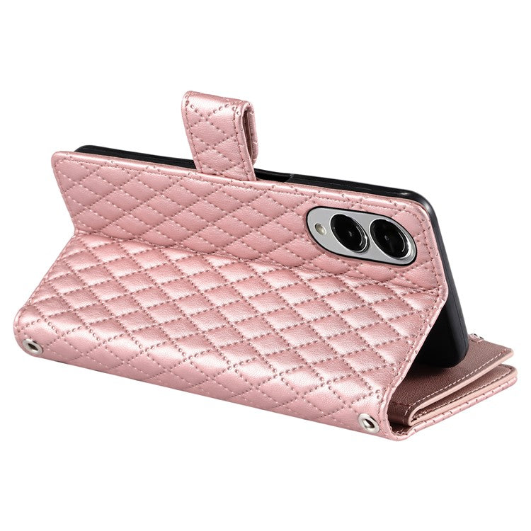Style 012 for Samsung Galaxy S25 Edge Case Zipper Pocket Glitter Leather Phone Cover - Rose Gold