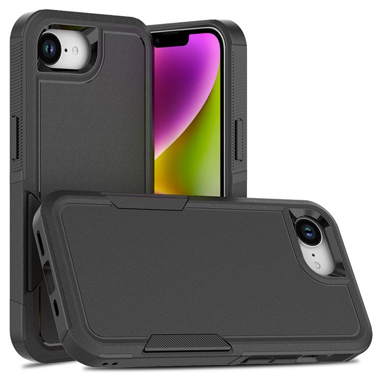 For iPhone 16e Case 2 in 1 PC + TPU Shockproof Phone Cover - Black