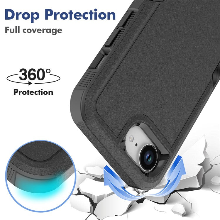 For iPhone 16e Case 2 in 1 PC + TPU Shockproof Phone Cover - Black
