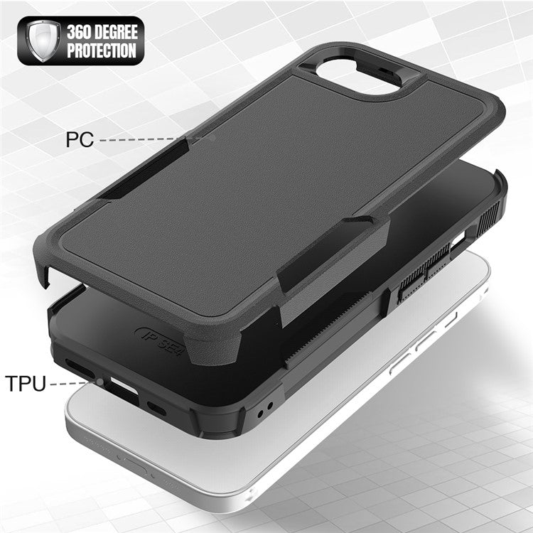 For iPhone 16e Case 2 in 1 PC + TPU Shockproof Phone Cover - Black