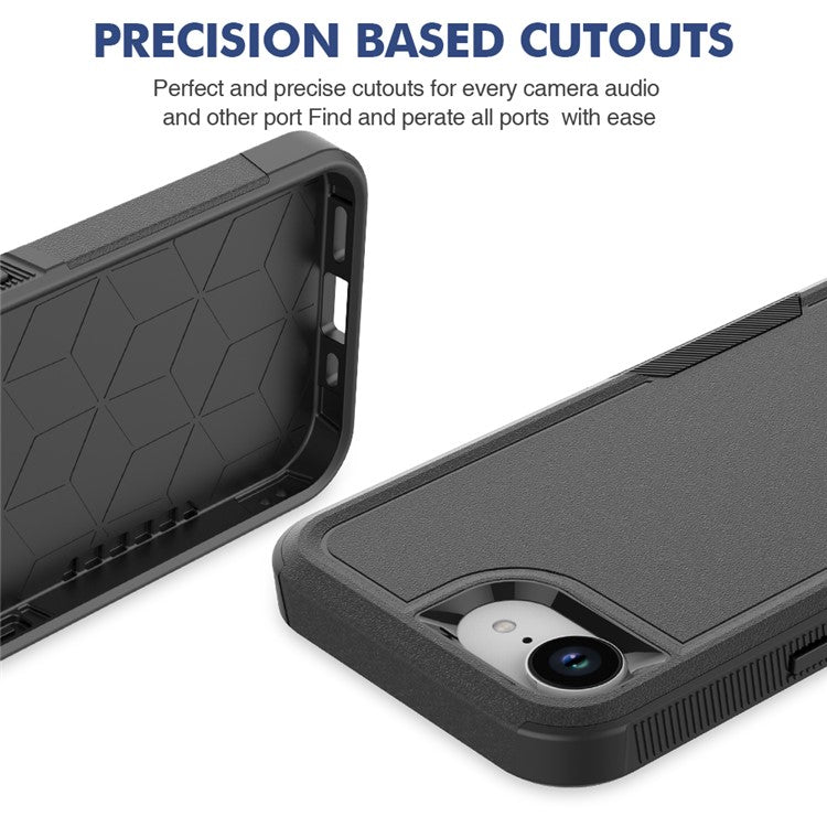For iPhone 16e Case 2 in 1 PC + TPU Shockproof Phone Cover - Black