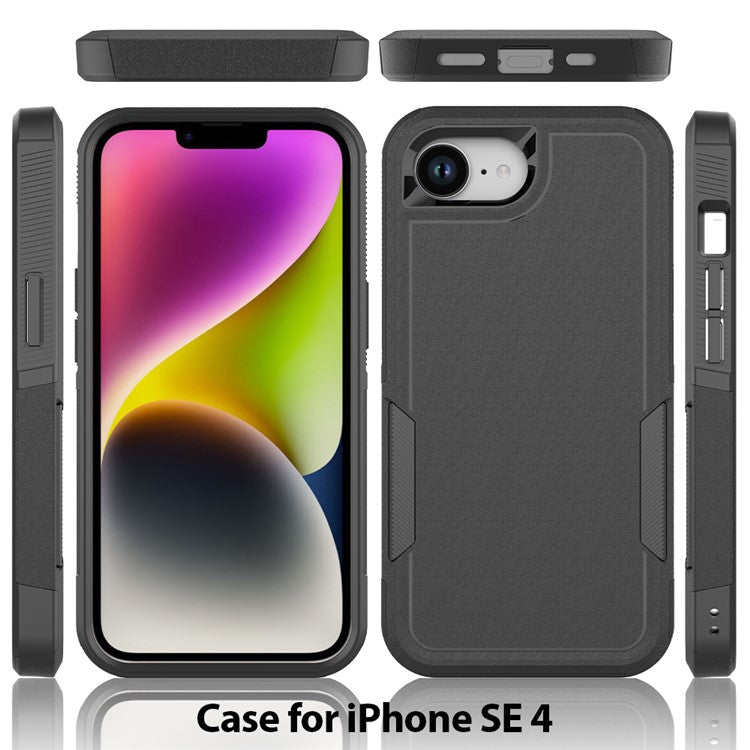 For iPhone 16e Case 2 in 1 PC + TPU Shockproof Phone Cover - Black