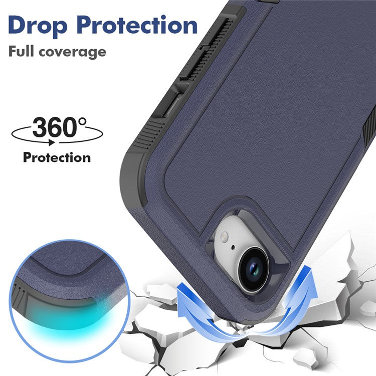 For iPhone 16e Case 2 in 1 PC + TPU Shockproof Phone Cover - Dark Blue