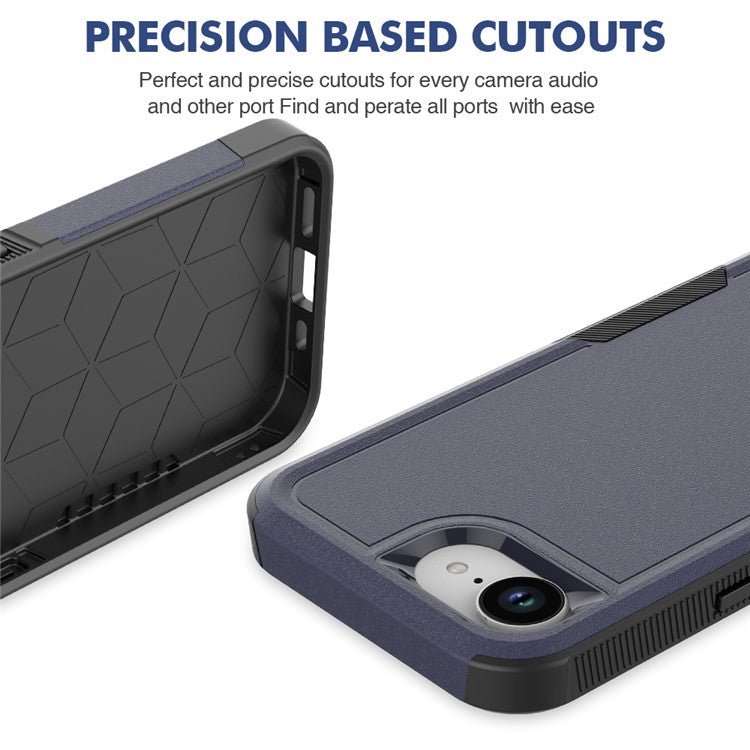 For iPhone 16e Case 2 in 1 PC + TPU Shockproof Phone Cover - Dark Blue