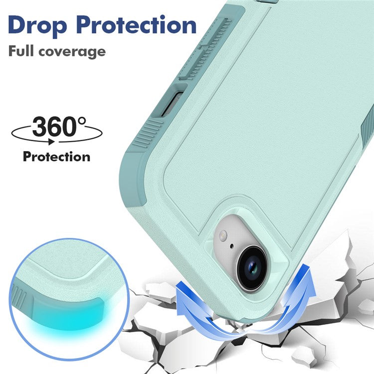 For iPhone 16e Case 2 in 1 PC + TPU Shockproof Phone Cover - Mint Green