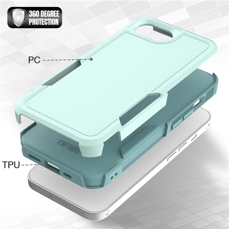 For iPhone 16e Case 2 in 1 PC + TPU Shockproof Phone Cover - Mint Green