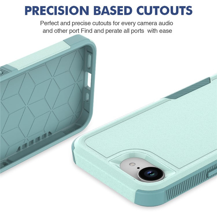 For iPhone 16e Case 2 in 1 PC + TPU Shockproof Phone Cover - Mint Green