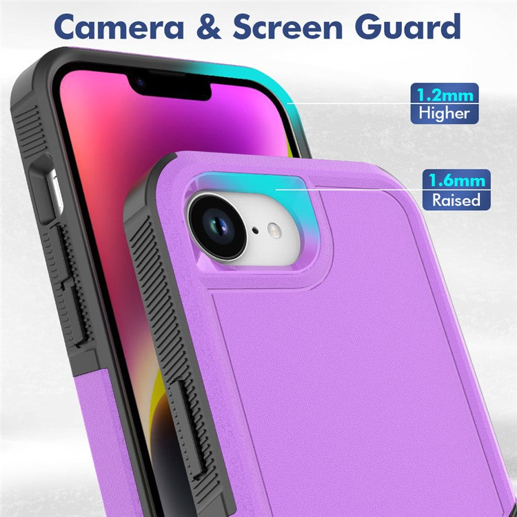 For iPhone 16e Case 2 in 1 PC + TPU Shockproof Phone Cover - Purple