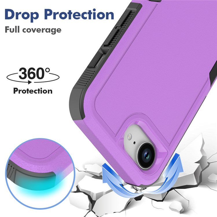 For iPhone 16e Case 2 in 1 PC + TPU Shockproof Phone Cover - Purple