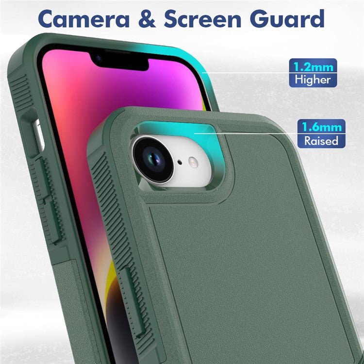 For iPhone 16e Case 2 in 1 PC + TPU Shockproof Phone Cover - Dark Green