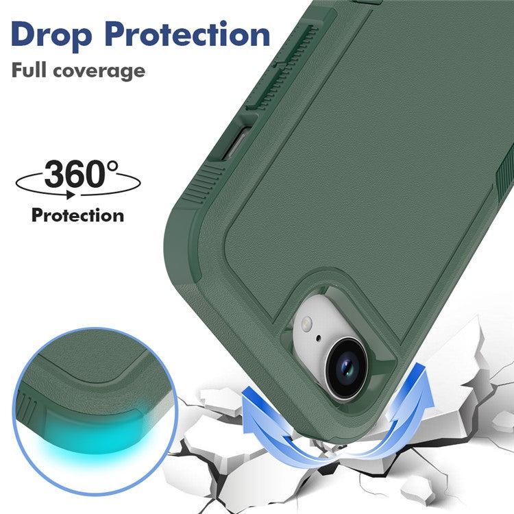 For iPhone 16e Case 2 in 1 PC + TPU Shockproof Phone Cover - Dark Green