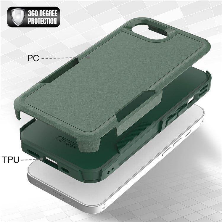 For iPhone 16e Case 2 in 1 PC + TPU Shockproof Phone Cover - Dark Green