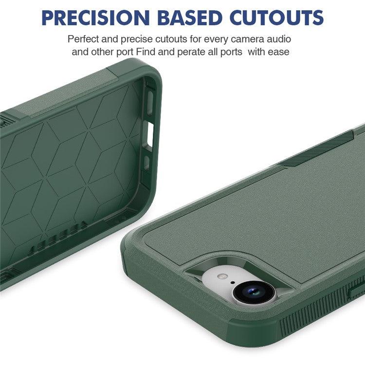 For iPhone 16e Case 2 in 1 PC + TPU Shockproof Phone Cover - Dark Green