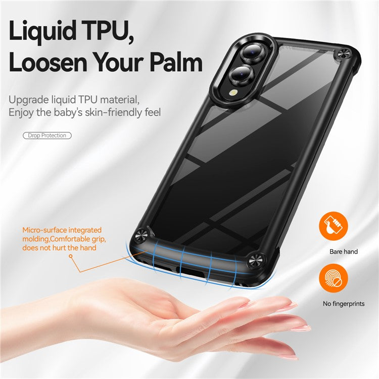For Samsung Galaxy S25 Edge Case Anti-Drop Alloy Lens Frame PC + TPU Phone Cover - Black