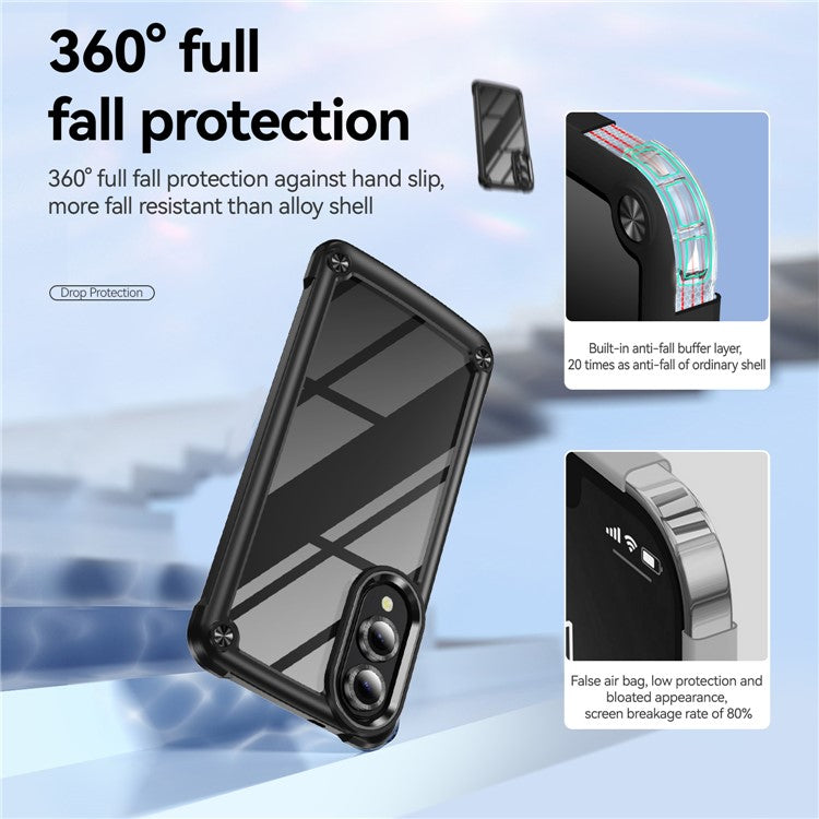 For Samsung Galaxy S25 Edge Case Anti-Drop Alloy Lens Frame PC + TPU Phone Cover - Black