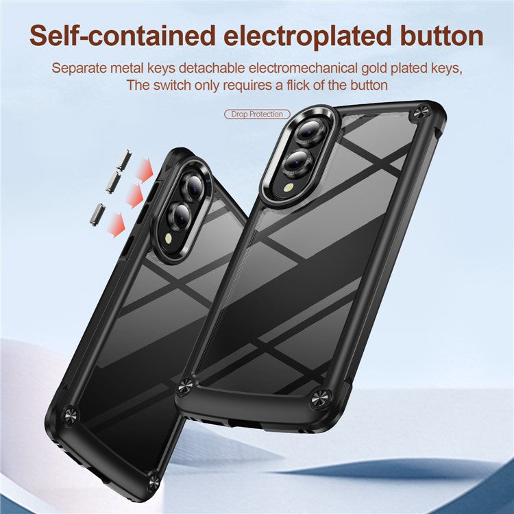 For Samsung Galaxy S25 Edge Case Anti-Drop Alloy Lens Frame PC + TPU Phone Cover - Black