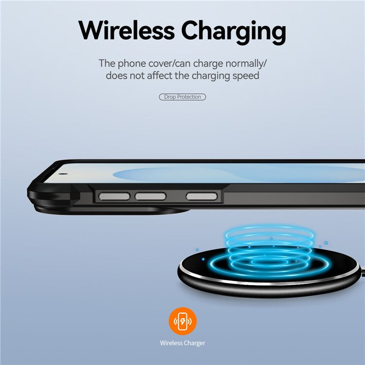 For Samsung Galaxy S25 Edge Case Anti-Drop Alloy Lens Frame PC + TPU Phone Cover - Black