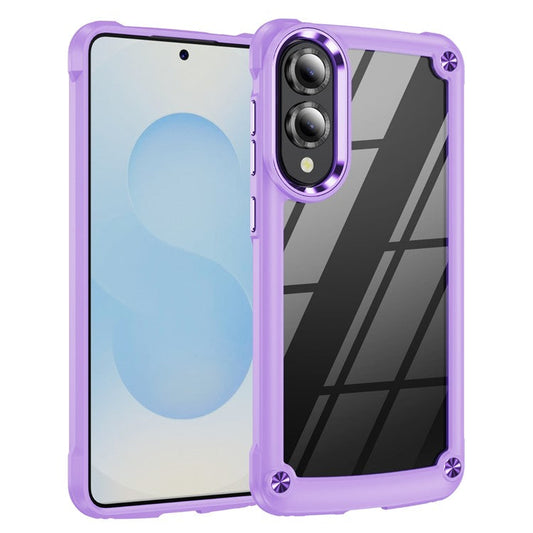 For Samsung Galaxy S25 Edge Case Anti-Drop Alloy Lens Frame PC + TPU Phone Cover - Purple