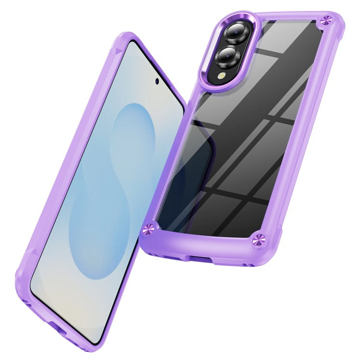 For Samsung Galaxy S25 Edge Case Anti-Drop Alloy Lens Frame PC + TPU Phone Cover - Purple