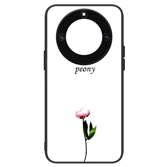 For Honor X40 5G Anti-scratch PC+TPU+Tempered Glass Shockproof Phone Cover Pattern Printing Anti-fading Phone Case - Peony