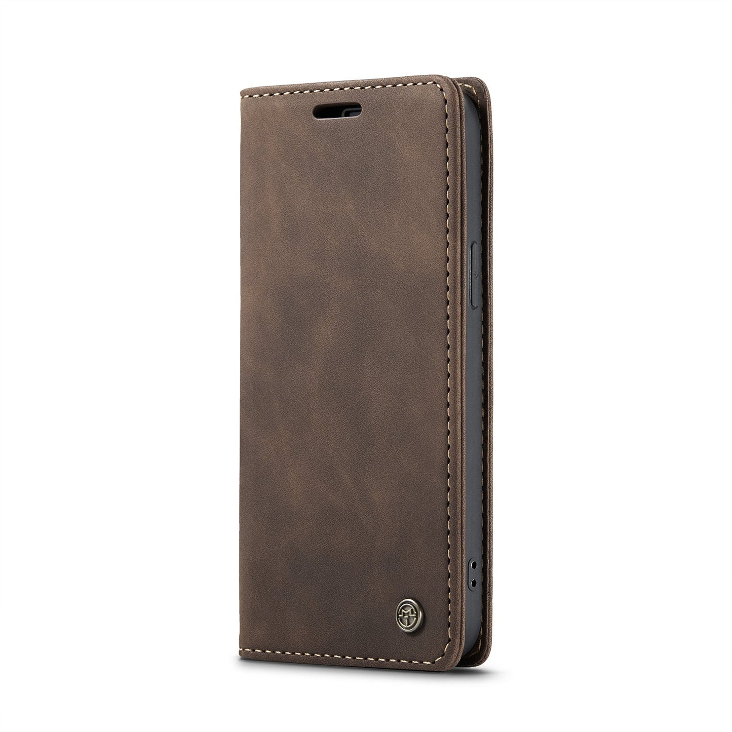 For iPhone 16e Wallet Case CASEME 013 Series PU Leather Phone Cover Stand - Coffee