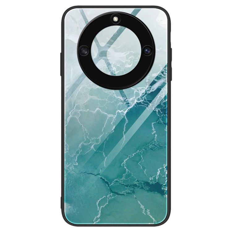 For Honor X40 5G Tempered Glass+TPU Shockproof Phone Cover Marble Pattern Printing Phone Case - DL04