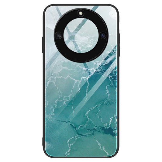 For Honor X40 5G Tempered Glass+TPU Shockproof Phone Cover Marble Pattern Printing Phone Case - DL04