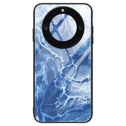 For Honor X40 5G Tempered Glass+TPU Shockproof Phone Cover Marble Pattern Printing Phone Case - DL03