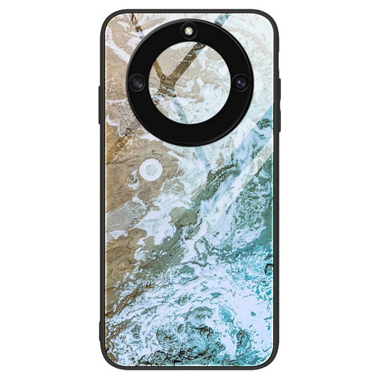 For Honor X40 5G Tempered Glass+TPU Shockproof Phone Cover Marble Pattern Printing Phone Case - DL06