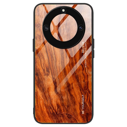 For Honor X40 5G Wooden Pattern Cell Phone Cover Tempered Glass + TPU Protective Phone Case - Orange