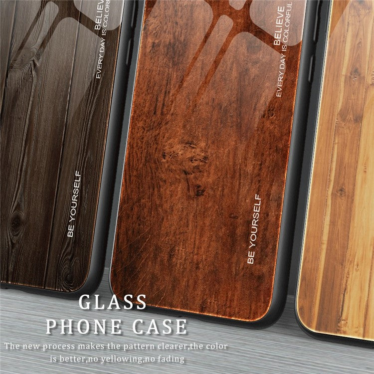 For Honor X40 5G Wooden Pattern Cell Phone Cover Tempered Glass + TPU Protective Phone Case - Wine Red