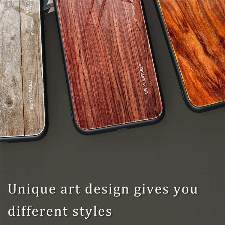 For Honor X40 5G Wooden Pattern Cell Phone Cover Tempered Glass + TPU Protective Phone Case - Brown