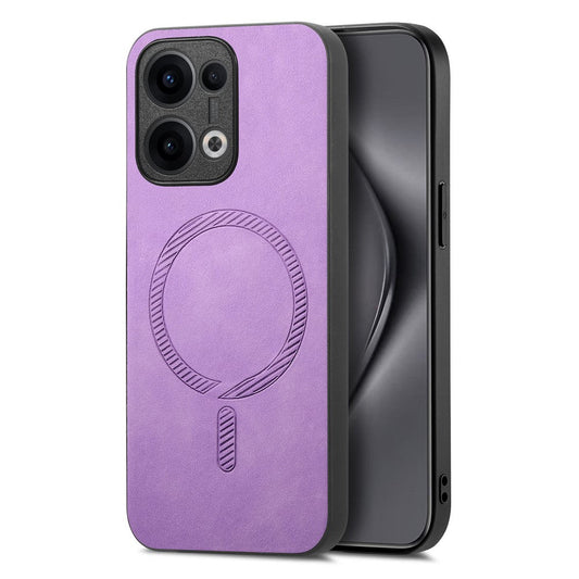 For Oppo Reno13 5G (Global) Leather Back Case Compatible with MagSafe Skin-touch Phone Cover - Purple