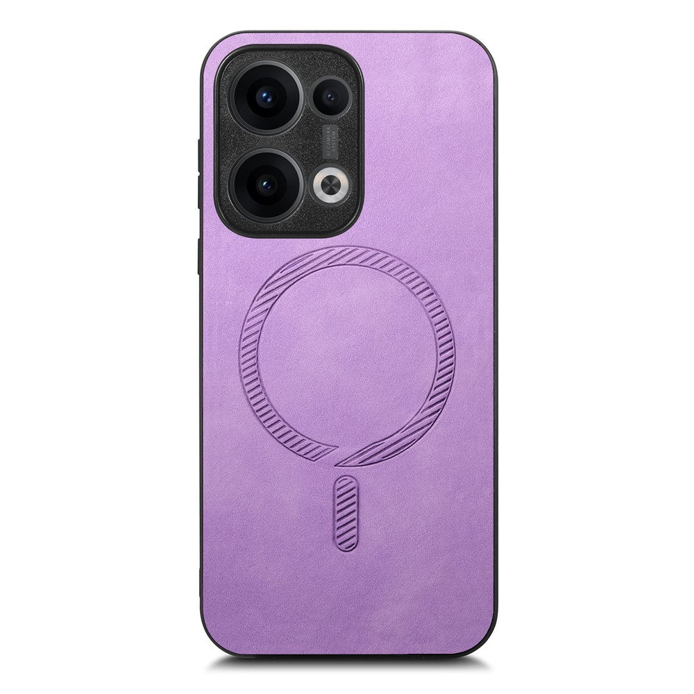 For Oppo Reno13 5G (Global) Leather Back Case Compatible with MagSafe Skin-touch Phone Cover - Purple