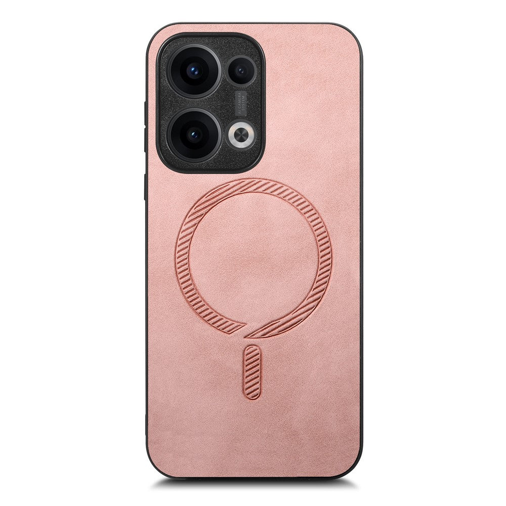 For Oppo Reno13 5G (Global) Leather Back Case Compatible with MagSafe Skin-touch Phone Cover - Pink