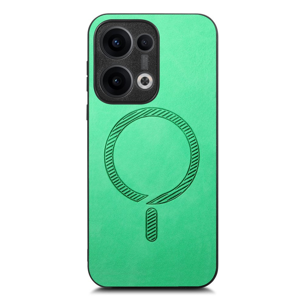 For Oppo Reno13 5G (Global) Leather Back Case Compatible with MagSafe Skin-touch Phone Cover - Green