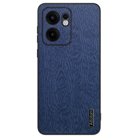 For Oppo Reno13 F 4G Case Wood Texture PU Leather Coated PC TPU Phone Cover - Blue