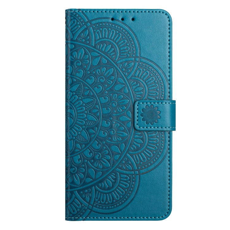 For Samsung Galaxy S25 Edge Wallet Phone Case Butterfly Floral Imprint Leather Flip Cover with Strap - Blue