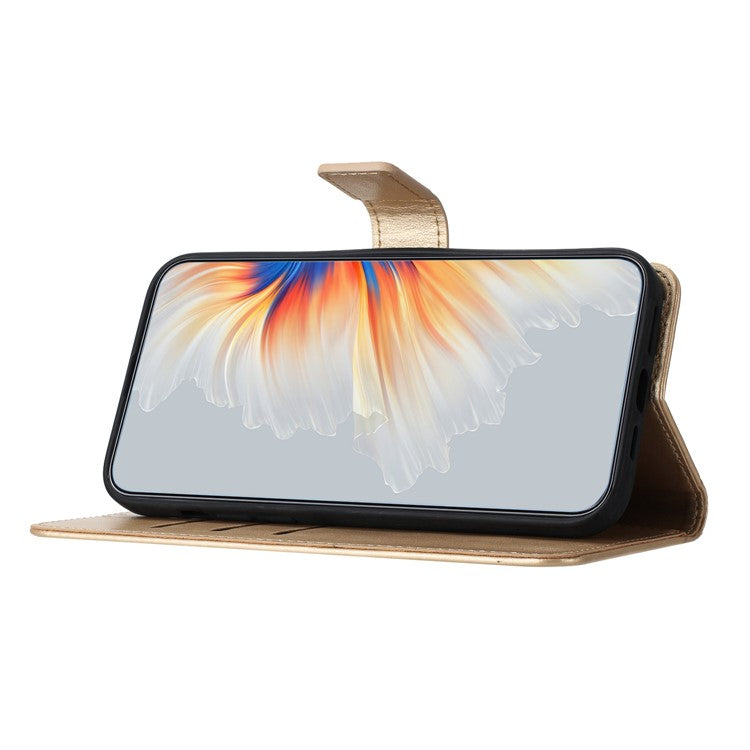 For Samsung Galaxy S25 Edge Wallet Phone Case Butterfly Floral Imprint Leather Flip Cover with Strap - Gold