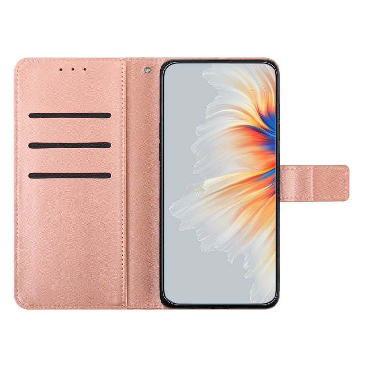 For Samsung Galaxy S25 Edge Wallet Phone Case Butterfly Floral Imprint Leather Flip Cover with Strap - Rose Gold