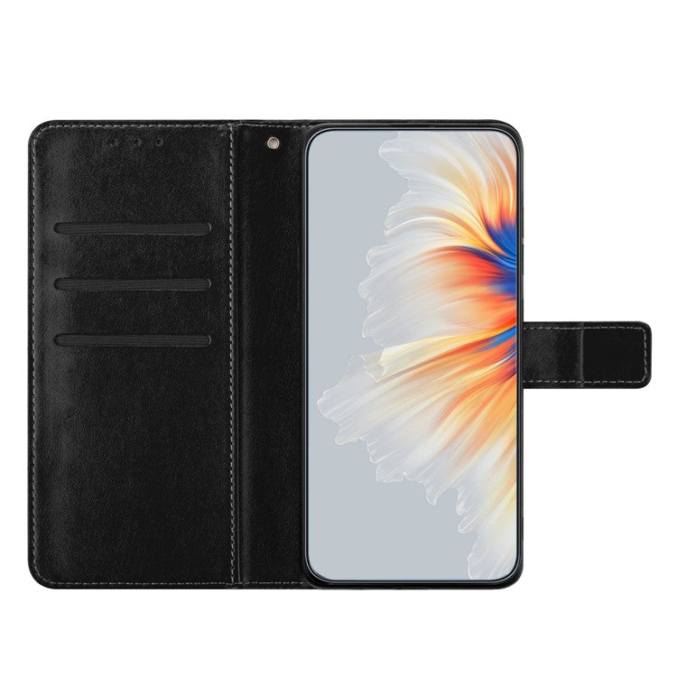 For Samsung Galaxy S25 Edge Wallet Phone Case Butterfly Floral Imprint Leather Flip Cover with Strap - Black