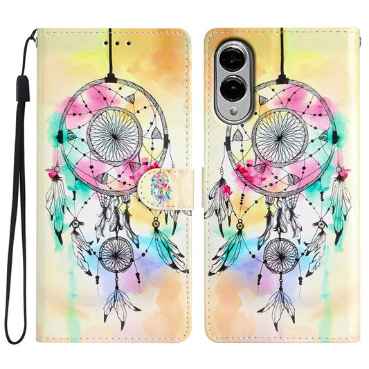 For Samsung Galaxy S25 Edge Wallet Case PU Leather Pattern Printing Stand Phone Cover with Strap - Wind Chime