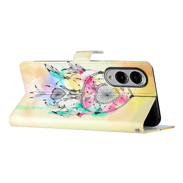 For Samsung Galaxy S25 Edge Wallet Case PU Leather Pattern Printing Stand Phone Cover with Strap - Wind Chime