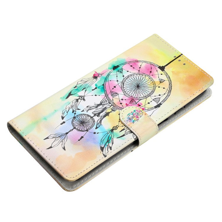 For Samsung Galaxy S25 Edge Wallet Case PU Leather Pattern Printing Stand Phone Cover with Strap - Wind Chime