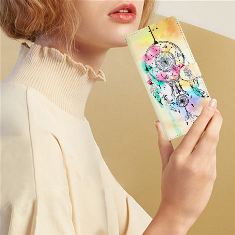 For Samsung Galaxy S25 Edge Wallet Case PU Leather Pattern Printing Stand Phone Cover with Strap - Wind Chime